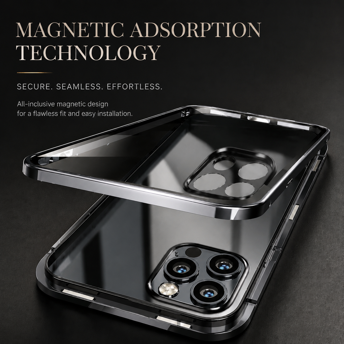 Premium iPhone Case 360 Full Protection MagSafe Magnetic Glass Cover Aluminum Alloy Frame Shockproof Anti Scratch Bumper Full Coverage Slim Protection