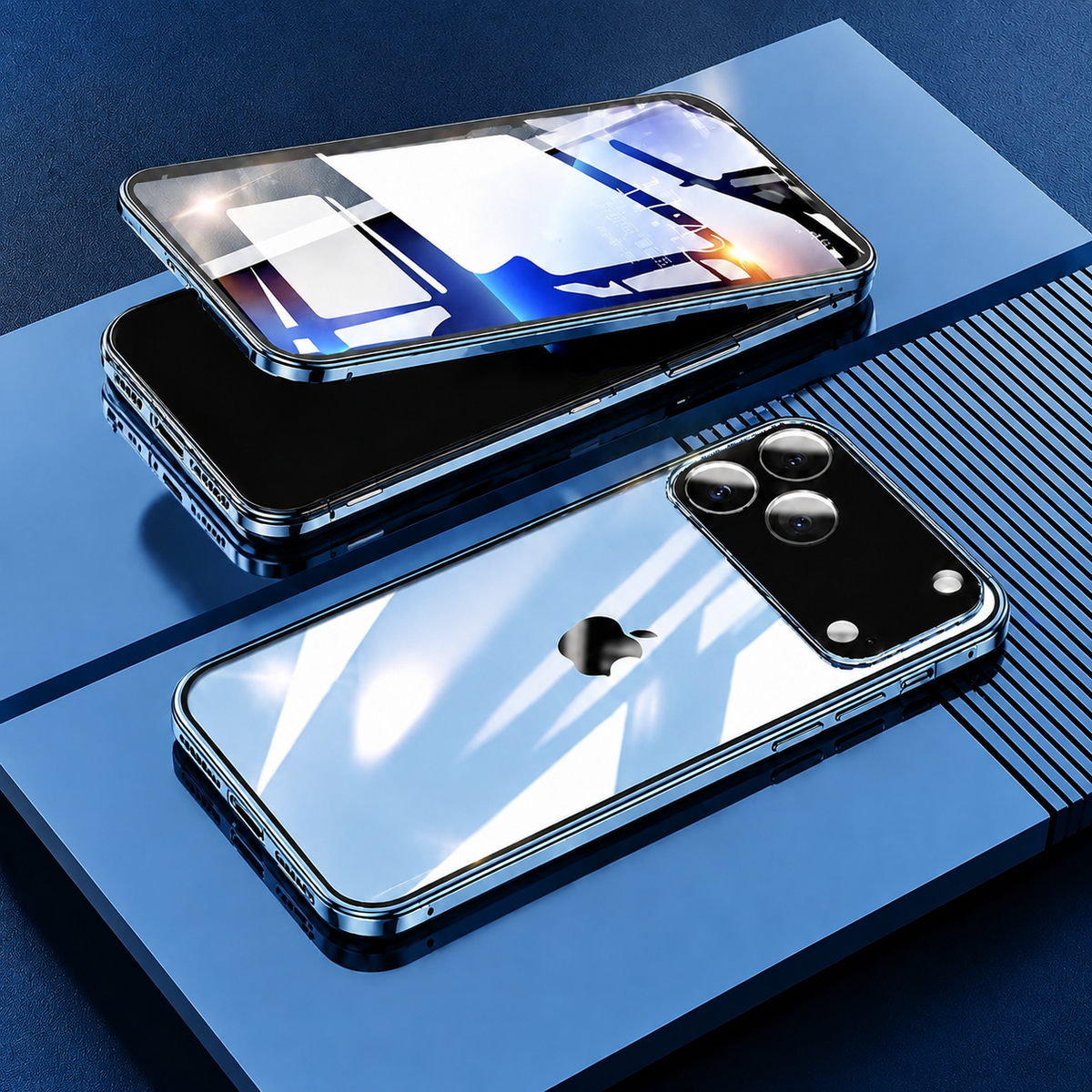 Premium iPhone Case 360 Full Protection MagSafe Magnetic Glass Cover Aluminum Alloy Frame Shockproof Anti Scratch Bumper Full Coverage Slim Protection