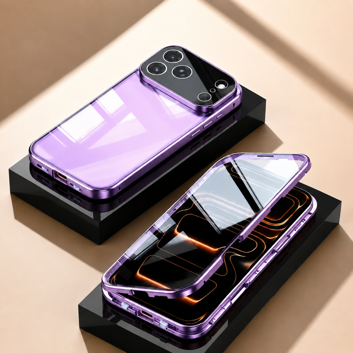 Premium iPhone Case 360 Full Protection MagSafe Magnetic Glass Cover Aluminum Alloy Frame Shockproof Anti Scratch Bumper Full Coverage Slim Protection