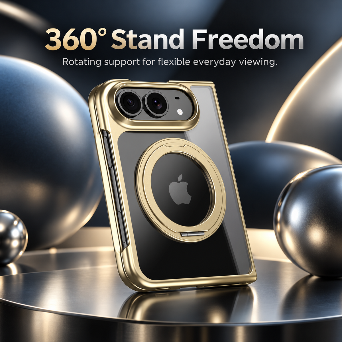 Premium iPhone Case 360 Rotating Stand Transparent MagSafe Magnetic Holder Foldable Stand Cover Shockproof Slim Durable Clear Protective Phone Cover Shell Case