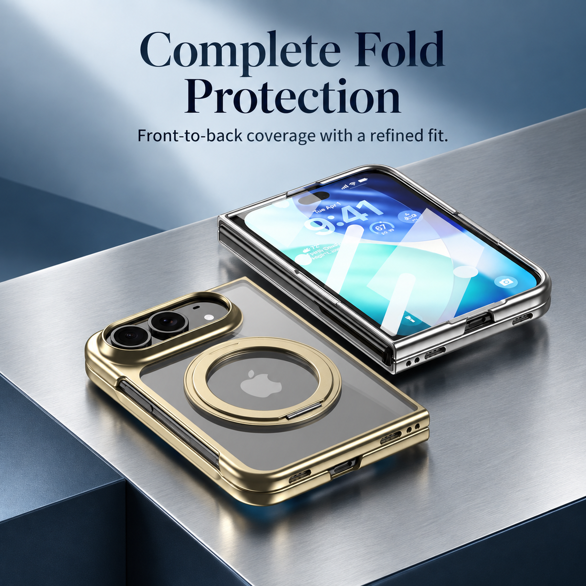 Premium iPhone Case 360 Rotating Stand Transparent MagSafe Magnetic Holder Foldable Stand Cover Shockproof Slim Durable Clear Protective Phone Cover Shell Case