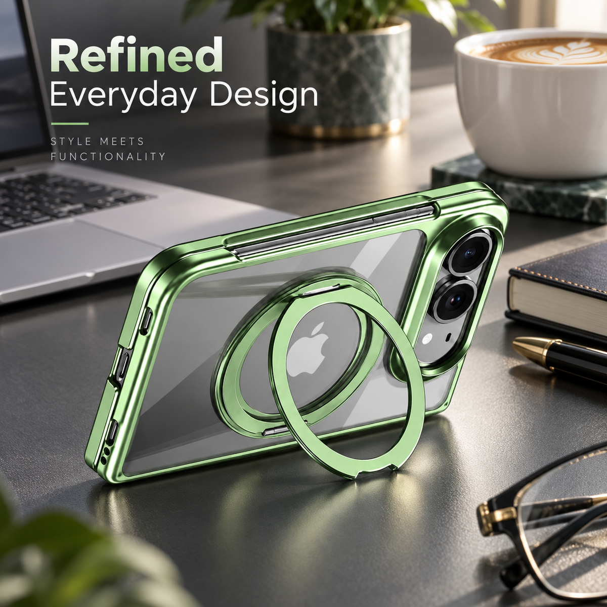 Premium iPhone Case 360 Rotating Stand Transparent MagSafe Magnetic Holder Foldable Stand Cover Shockproof Slim Durable Clear Protective Phone Cover Shell Case