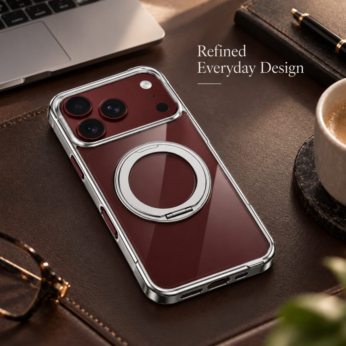 Premium iPhone Case 360 Rotating Stand Transparent MagSafe Magnetic Holder Foldable Stand Cover Shockproof Slim Durable Clear Protective Phone Cover Shell Case