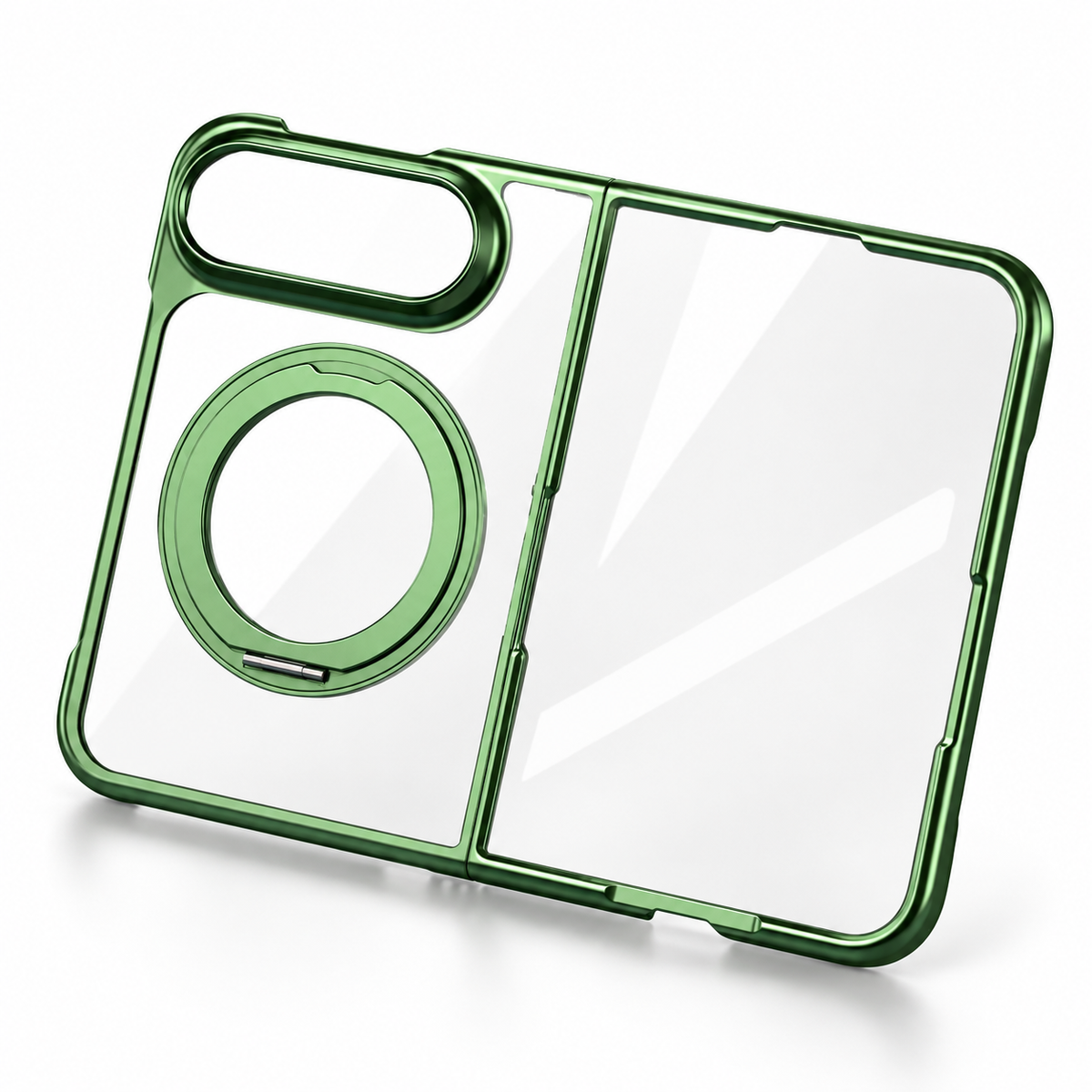 Premium iPhone Case 360 Rotating Stand Transparent MagSafe Magnetic Holder Foldable Stand Cover Shockproof Slim Durable Clear Protective Phone Cover Shell Case