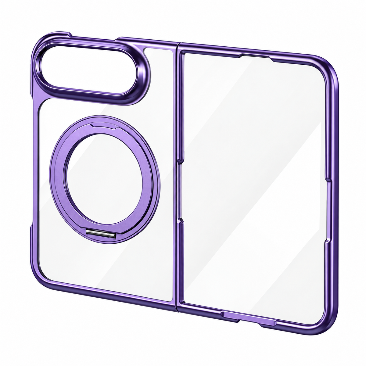 Premium iPhone Case 360 Rotating Stand Transparent MagSafe Magnetic Holder Foldable Stand Cover Shockproof Slim Durable Clear Protective Phone Cover Shell Case