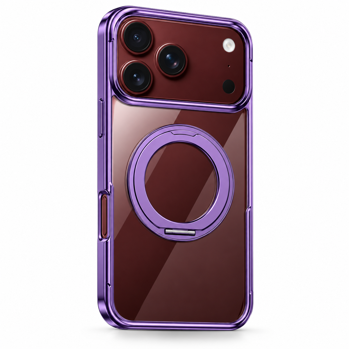 Premium iPhone Case 360 Rotating Stand Transparent MagSafe Magnetic Holder Foldable Stand Cover Shockproof Slim Durable Clear Protective Phone Cover Shell Case