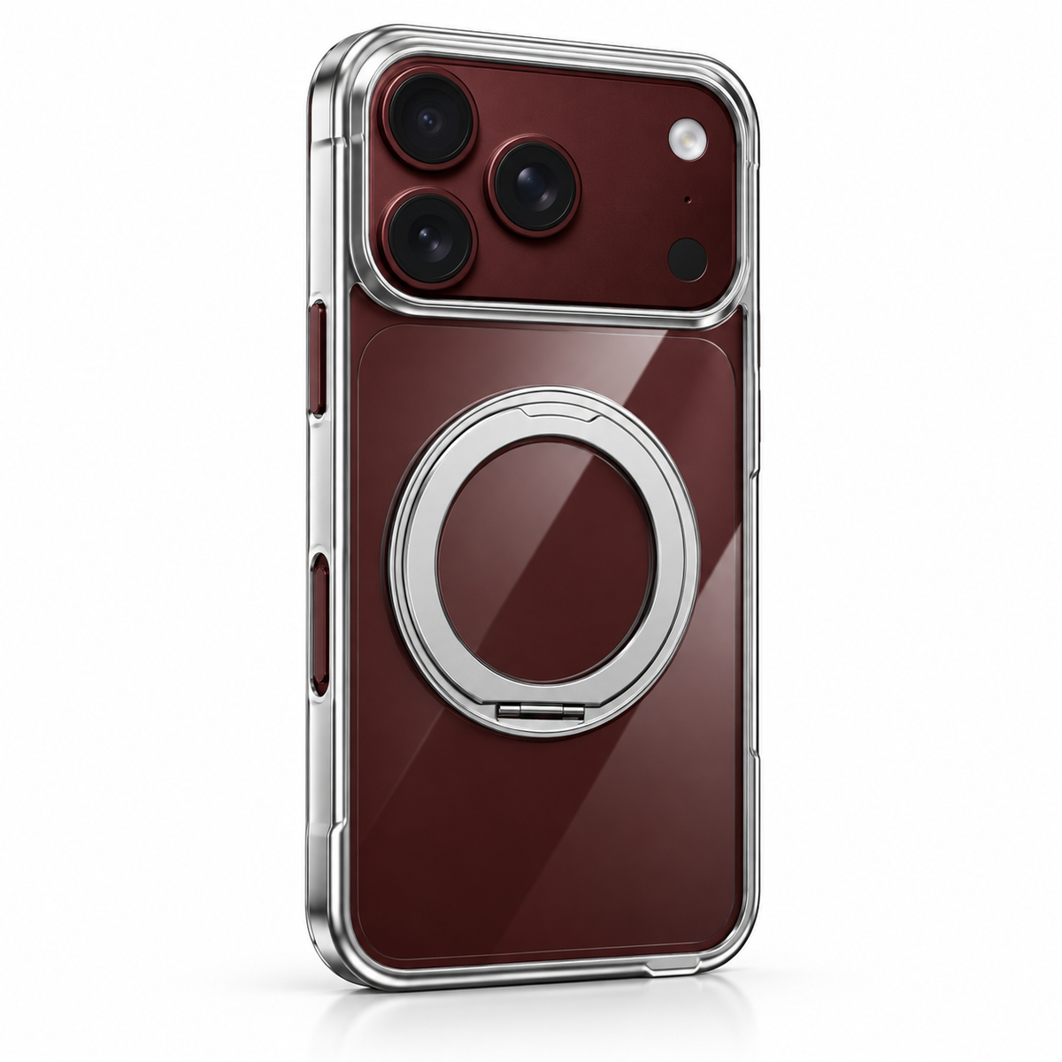 Premium iPhone Case 360 Rotating Stand Transparent MagSafe Magnetic Holder Foldable Stand Cover Shockproof Slim Durable Clear Protective Phone Cover Shell Case