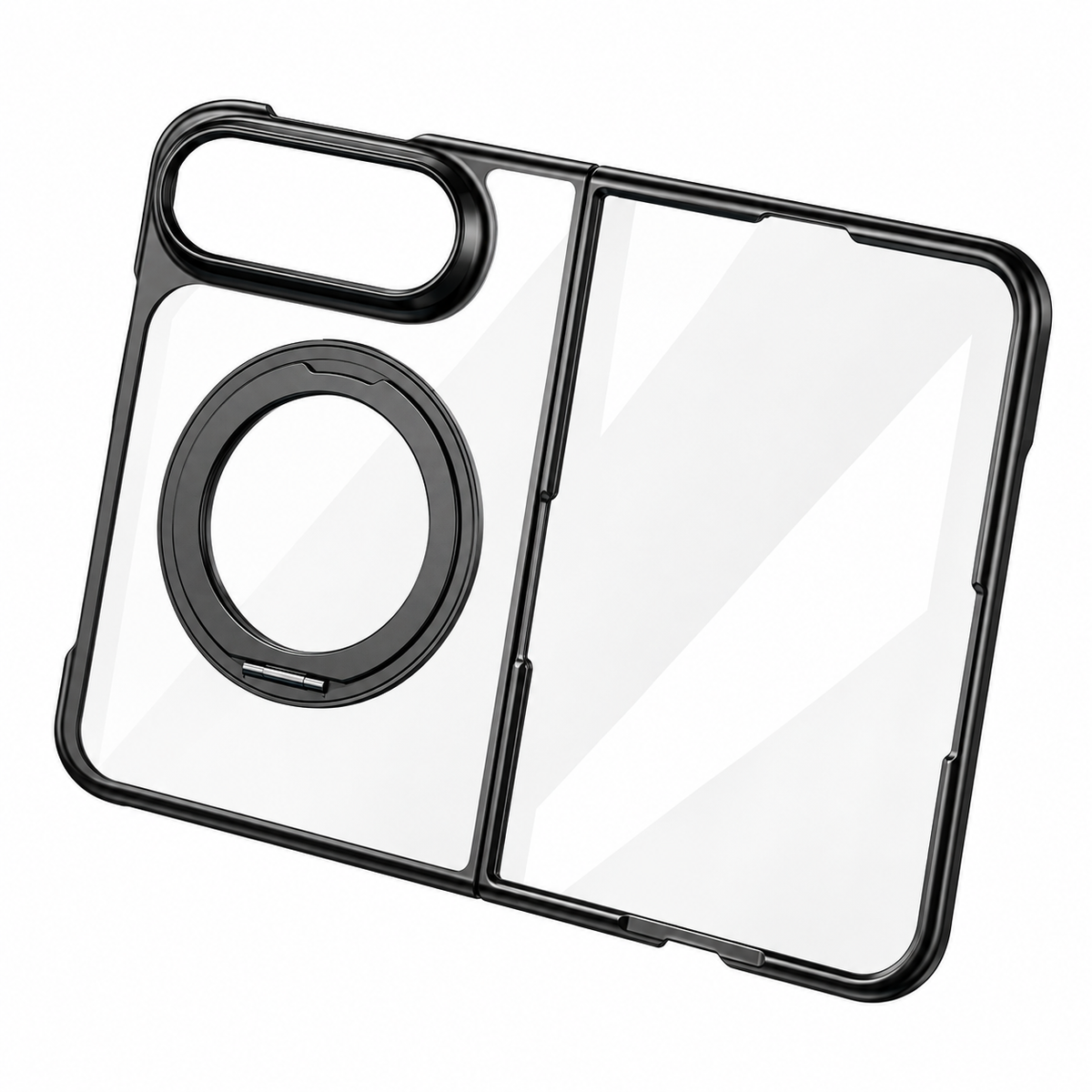 Premium iPhone Case 360 Rotating Stand Transparent MagSafe Magnetic Holder Foldable Stand Cover Shockproof Slim Durable Clear Protective Phone Cover Shell Case
