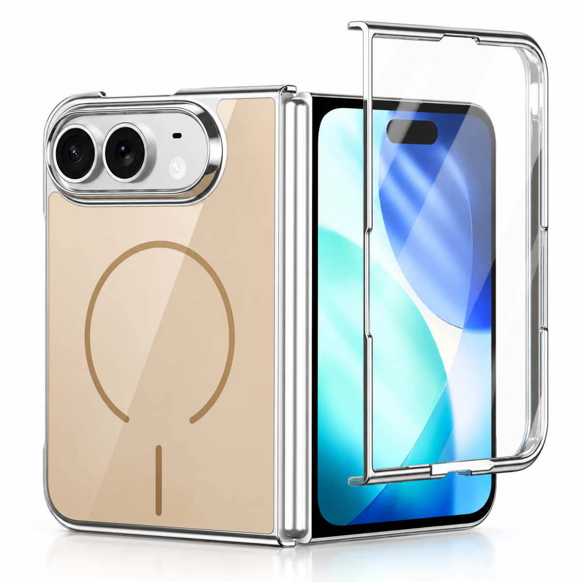 Premium iPhone Case All in One Built In Front Screen Protector Full Wrap Shockproof Foldable Cover Slim Durable Anti Drop Full Protective Phone Cover Case