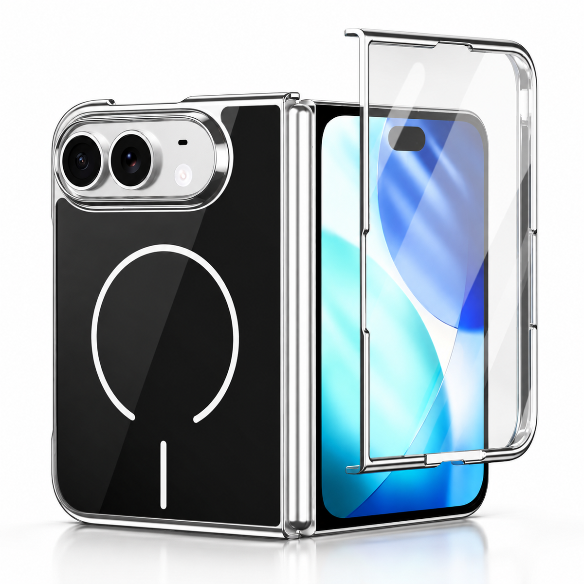 Premium iPhone Case All in One Built In Front Screen Protector Full Wrap Shockproof Foldable Cover Slim Durable Anti Drop Full Protective Phone Cover Case
