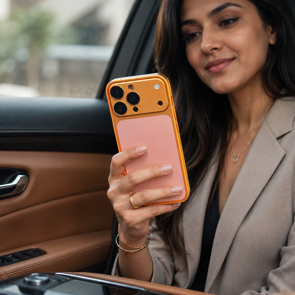 Premium iPhone Case Alloy Frame Large Window Backplane Shockproof Protective Cover Anti Fingerprint Non Slip Dustproof Slim Geometric Metal Style Case