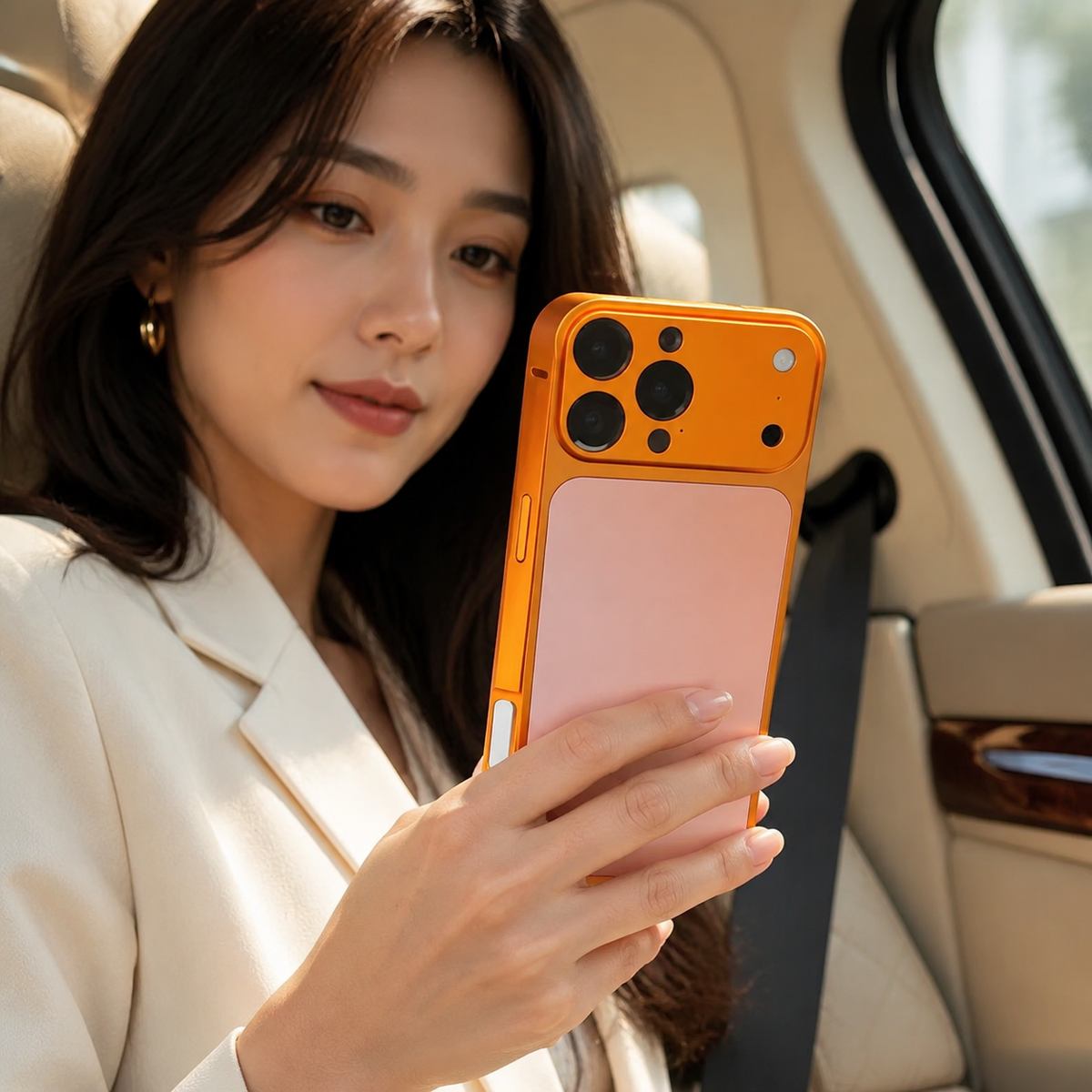 Premium iPhone Case Alloy Frame Large Window Backplane Shockproof Protective Cover Anti Fingerprint Non Slip Dustproof Slim Geometric Metal Style Case