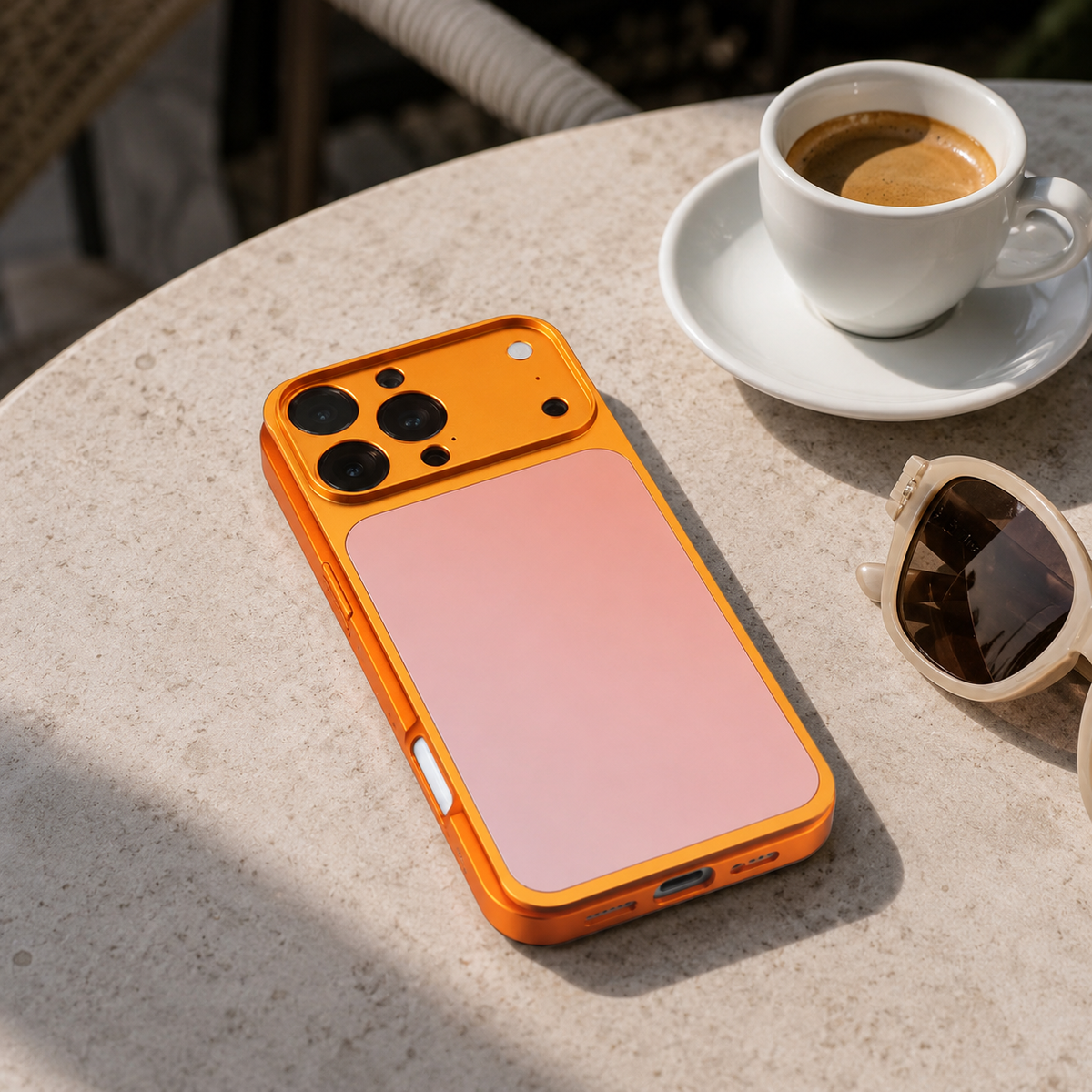 Premium iPhone Case Alloy Frame Large Window Backplane Shockproof Protective Cover Anti Fingerprint Non Slip Dustproof Slim Geometric Metal Style Case