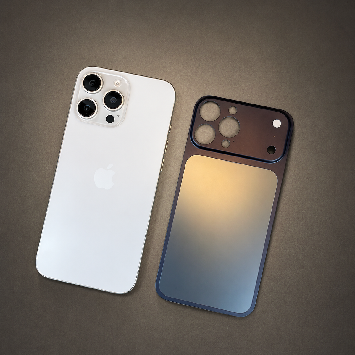 Premium iPhone Case Alloy Frame Large Window Backplane Shockproof Protective Cover Anti Fingerprint Non Slip Dustproof Slim Geometric Metal Style Case