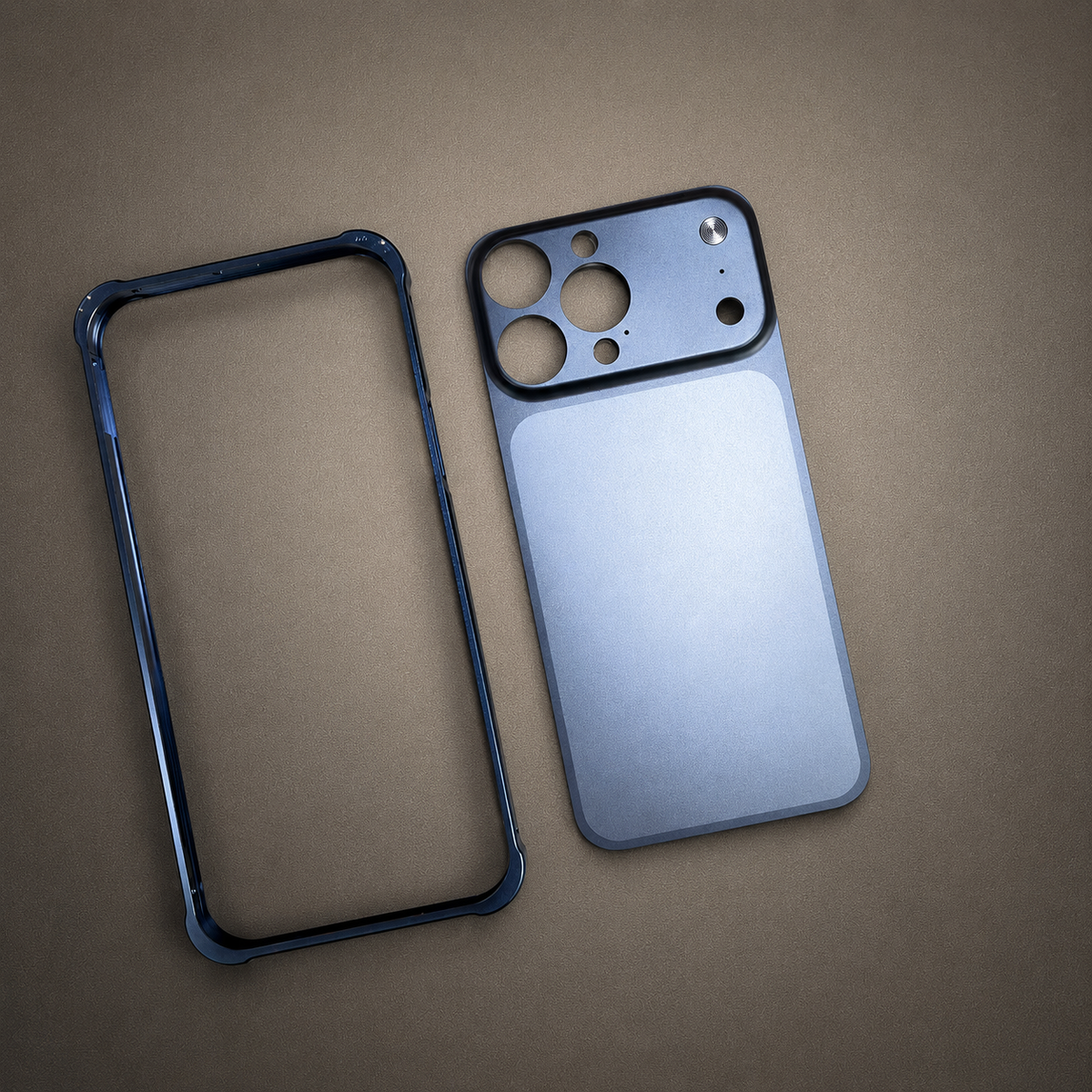 Premium iPhone Case Alloy Frame Large Window Backplane Shockproof Protective Cover Anti Fingerprint Non Slip Dustproof Slim Geometric Metal Style Case