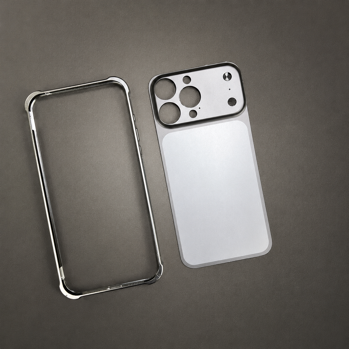 Premium iPhone Case Alloy Frame Large Window Backplane Shockproof Protective Cover Anti Fingerprint Non Slip Dustproof Slim Geometric Metal Style Case