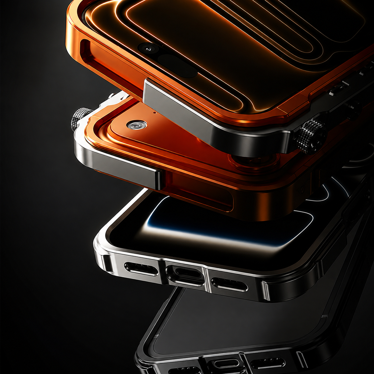 Premium iPhone Case Aluminum Alloy Bumper Magnetic Shockproof Metal Frame Heavy Duty Drop Protection Anti Scratch Slim Rugged Cover Mechanical Design