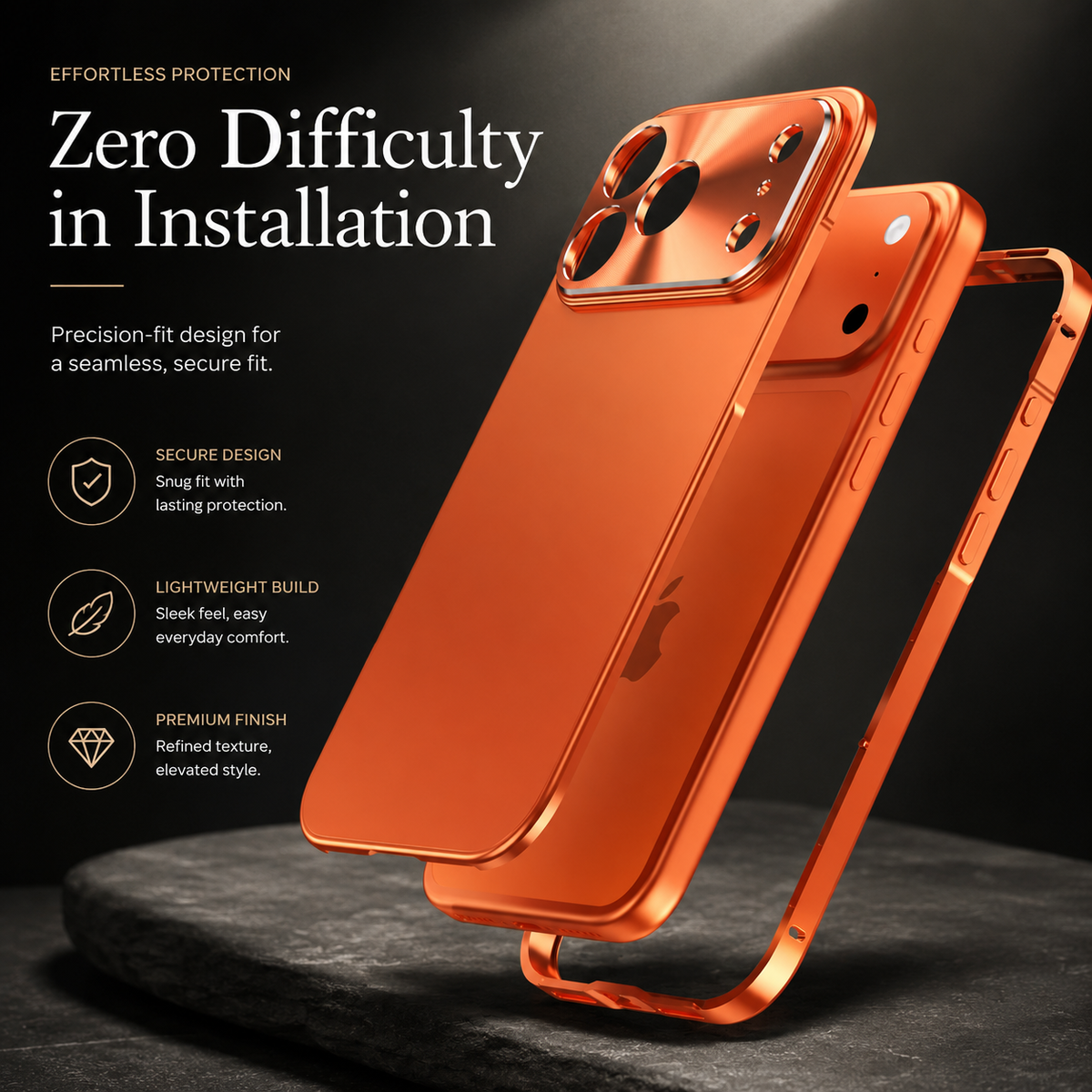 Premium iPhone Case Aluminum Alloy Frame Frosted PC Backplate Ultra Thin Shockproof Anti Scratch Anti Fingerprint Matte Protective Cover