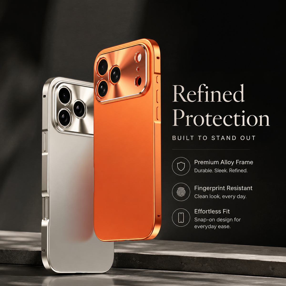 Premium iPhone Case Aluminum Alloy Frame Frosted PC Backplate Ultra Thin Shockproof Anti Scratch Anti Fingerprint Matte Protective Cover