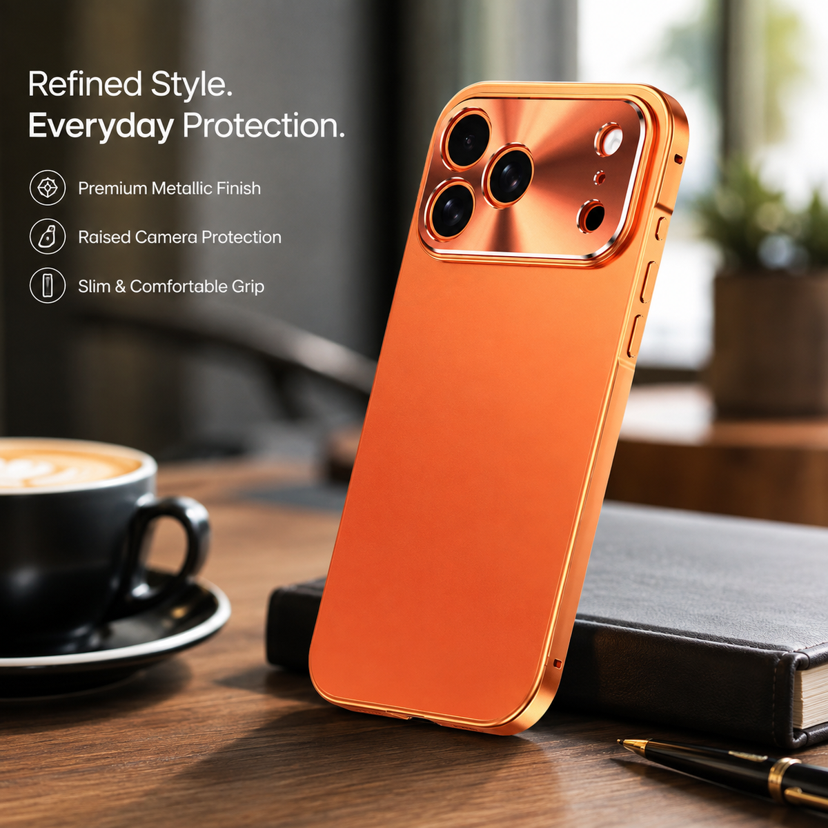 Premium iPhone Case Aluminum Alloy Frame Frosted PC Backplate Ultra Thin Shockproof Anti Scratch Anti Fingerprint Matte Protective Cover