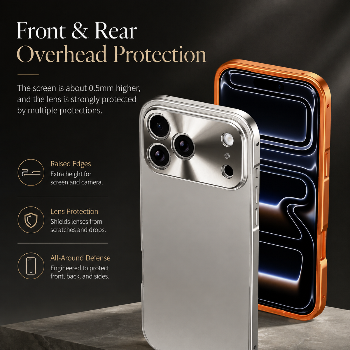 Premium iPhone Case Aluminum Alloy Frame Frosted PC Backplate Ultra Thin Shockproof Anti Scratch Anti Fingerprint Matte Protective Cover