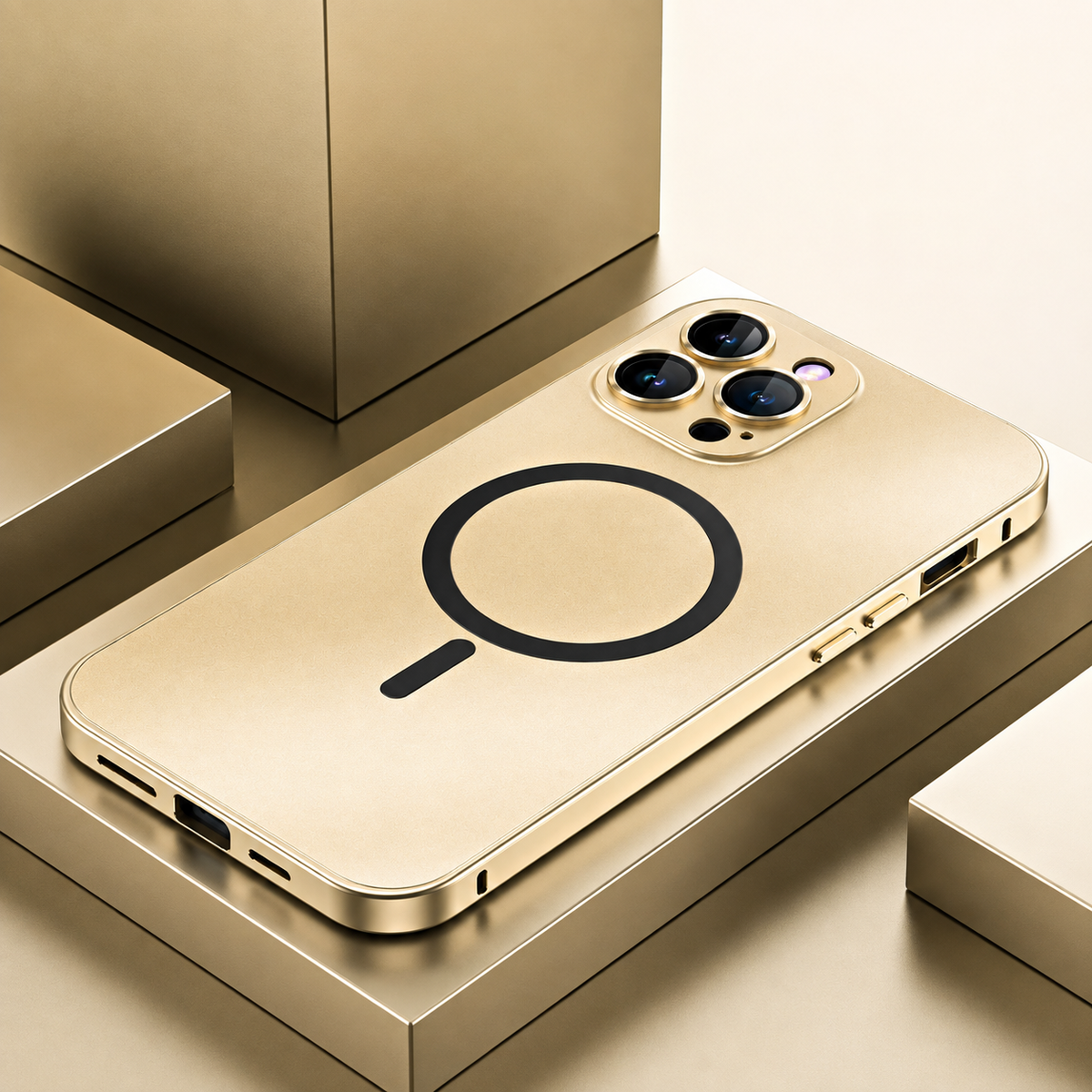 Premium iPhone Case Aluminum Alloy Magnetic MagSafe Full Coverage Shockproof Glass Lens Matte Anti Glare Wireless Charging Protective Design