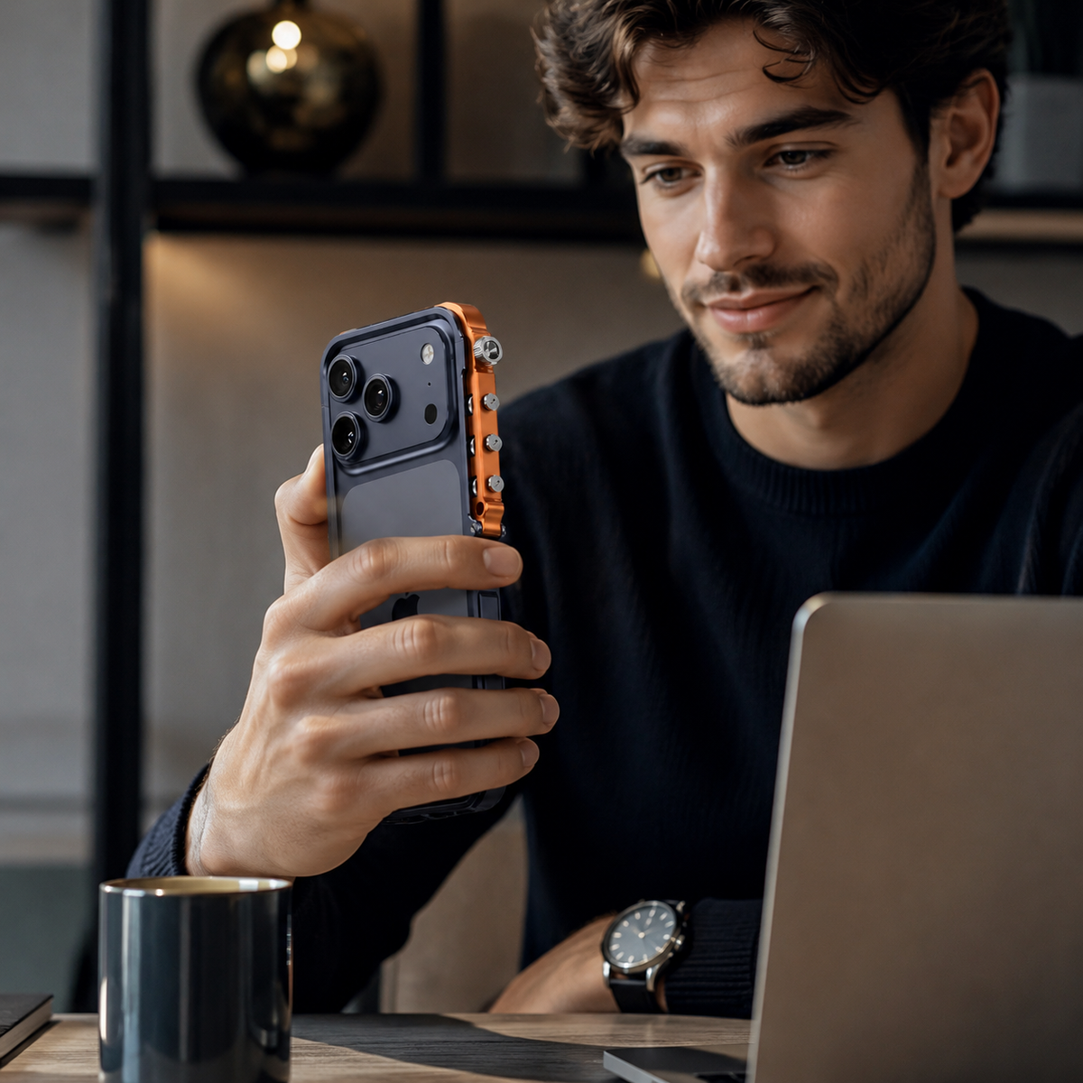 Premium iPhone Case Aluminum Alloy Mechanical Bumper Shockproof Metal Frame Heavy Duty Corner Protection Cyberpunk Industrial Slim Cover