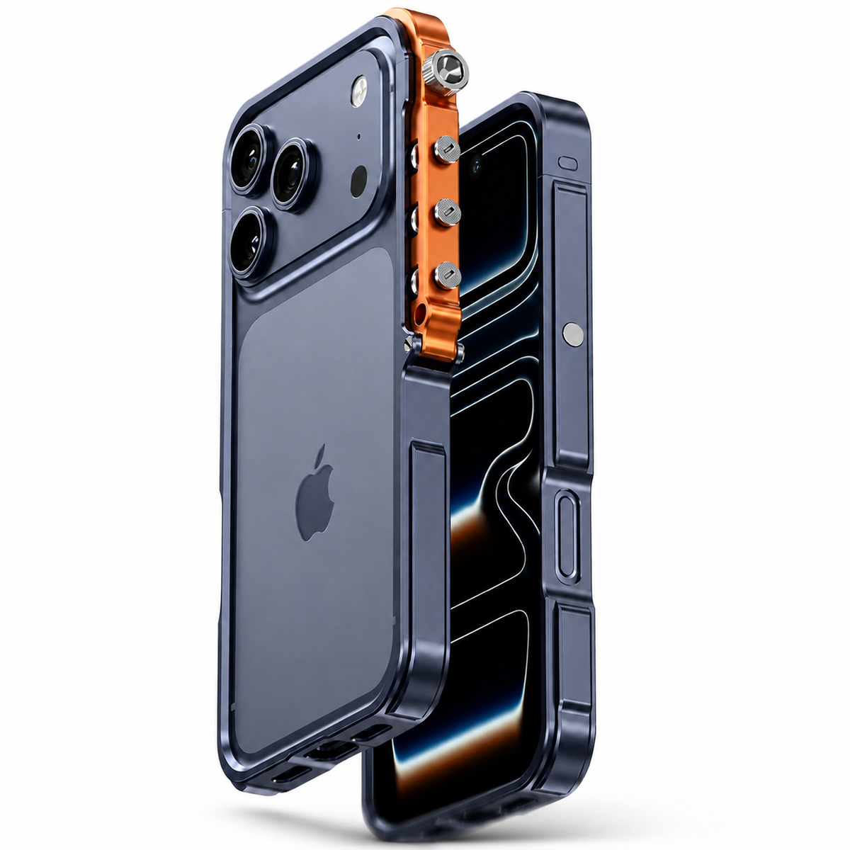 Premium iPhone Case Aluminum Alloy Mechanical Bumper Shockproof Metal Frame Heavy Duty Corner Protection Cyberpunk Industrial Slim Cover