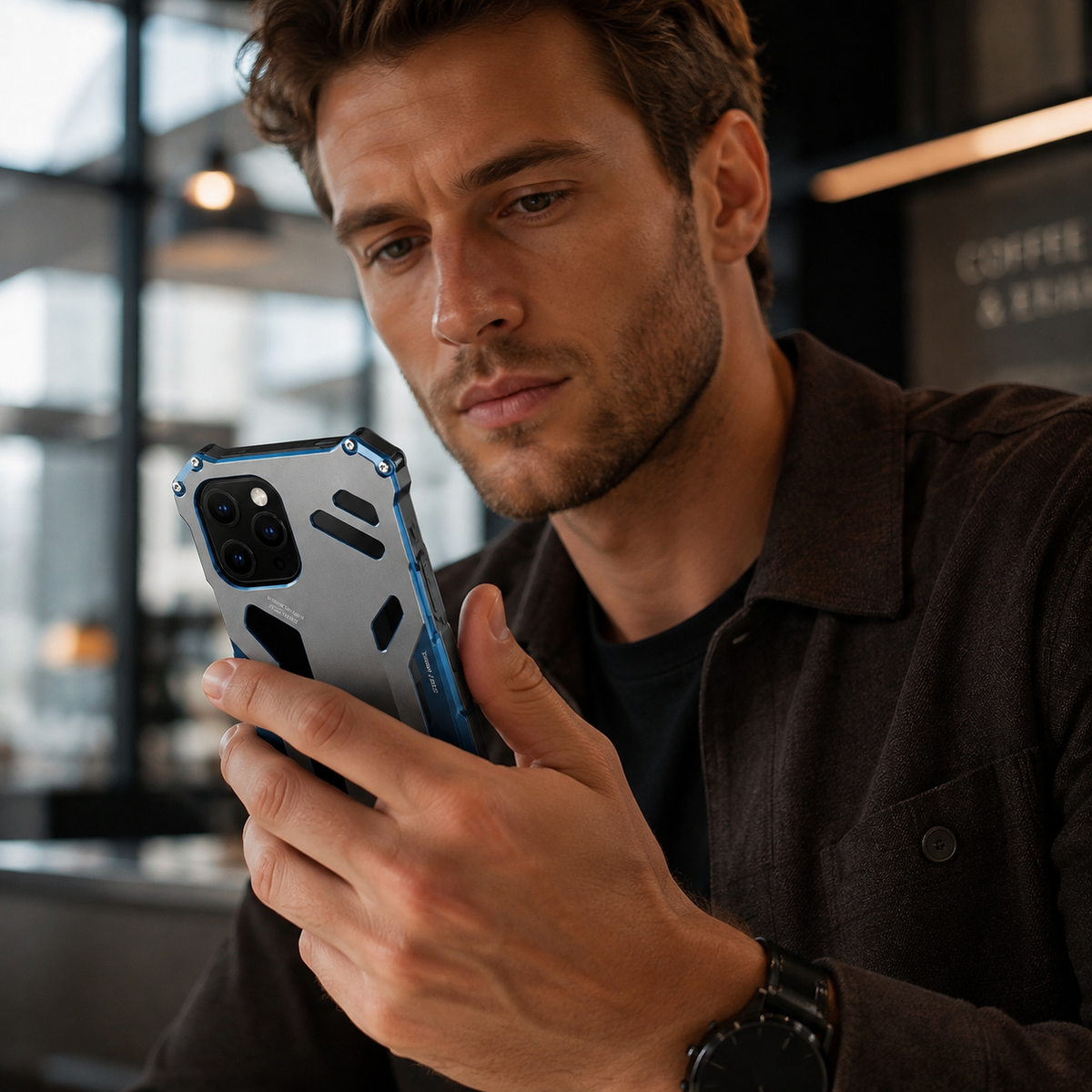 Premium iPhone Case Aluminum Alloy Metal Armor Shockproof Cooling Airflow Anti Scratch Matte Protective Cover Non Slip Full Coverage Slim Frame Design