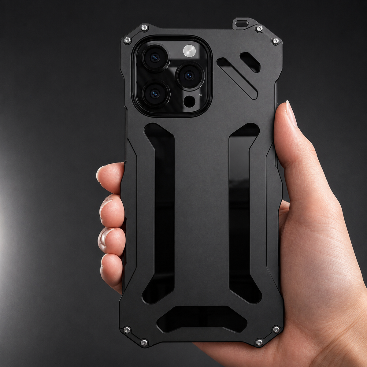 Premium iPhone Case Aluminum Alloy Metal Armor Shockproof Cooling Airflow Anti Scratch Matte Protective Cover Non Slip Full Coverage Slim Frame Design