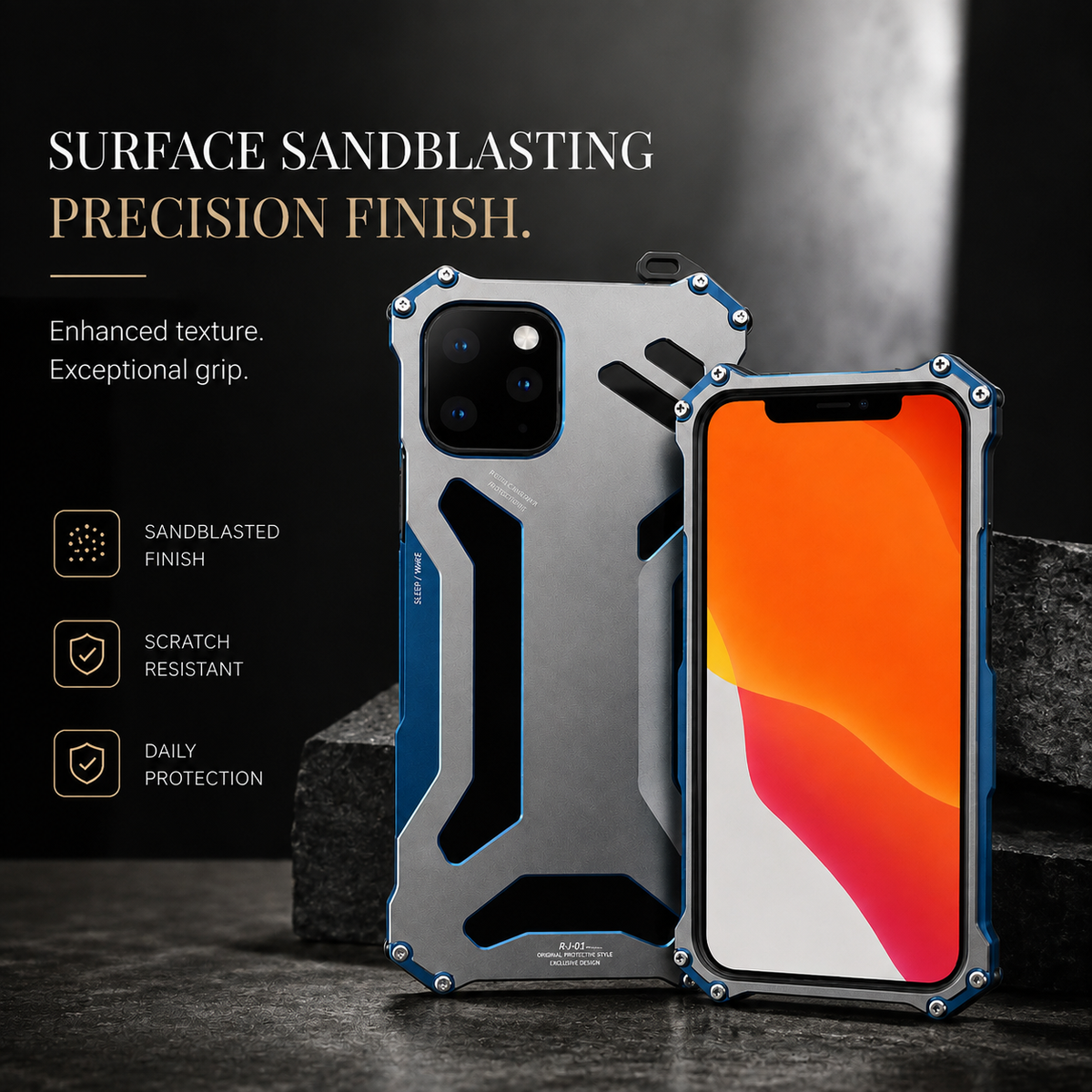 Premium iPhone Case Aluminum Alloy Metal Armor Shockproof Cooling Airflow Anti Scratch Matte Protective Cover Non Slip Full Coverage Slim Frame Design