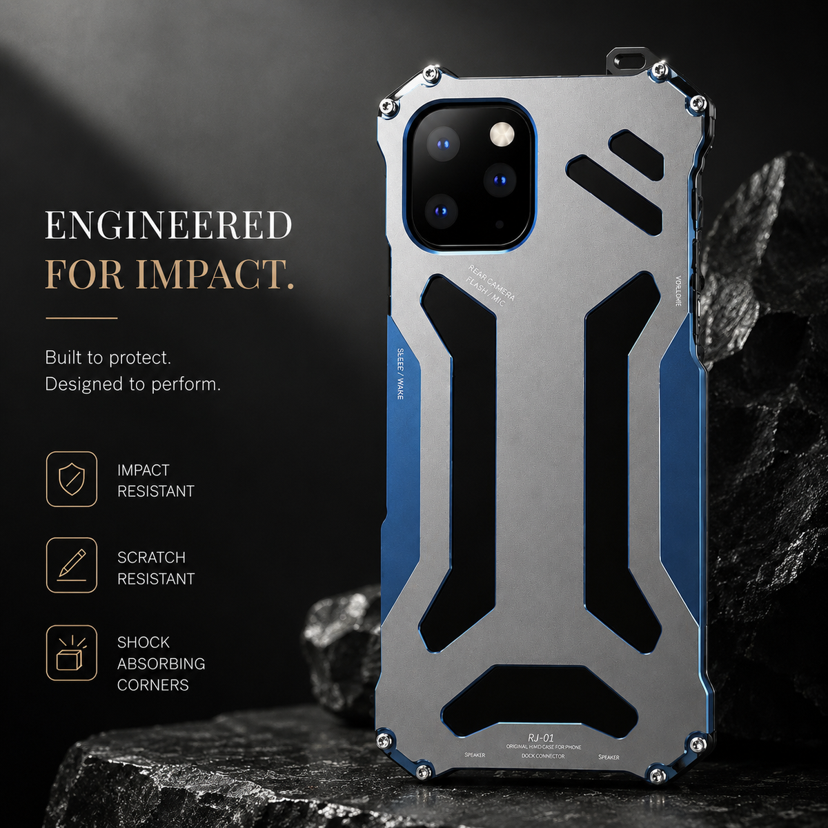 Premium iPhone Case Aluminum Alloy Metal Armor Shockproof Cooling Airflow Anti Scratch Matte Protective Cover Non Slip Full Coverage Slim Frame Design