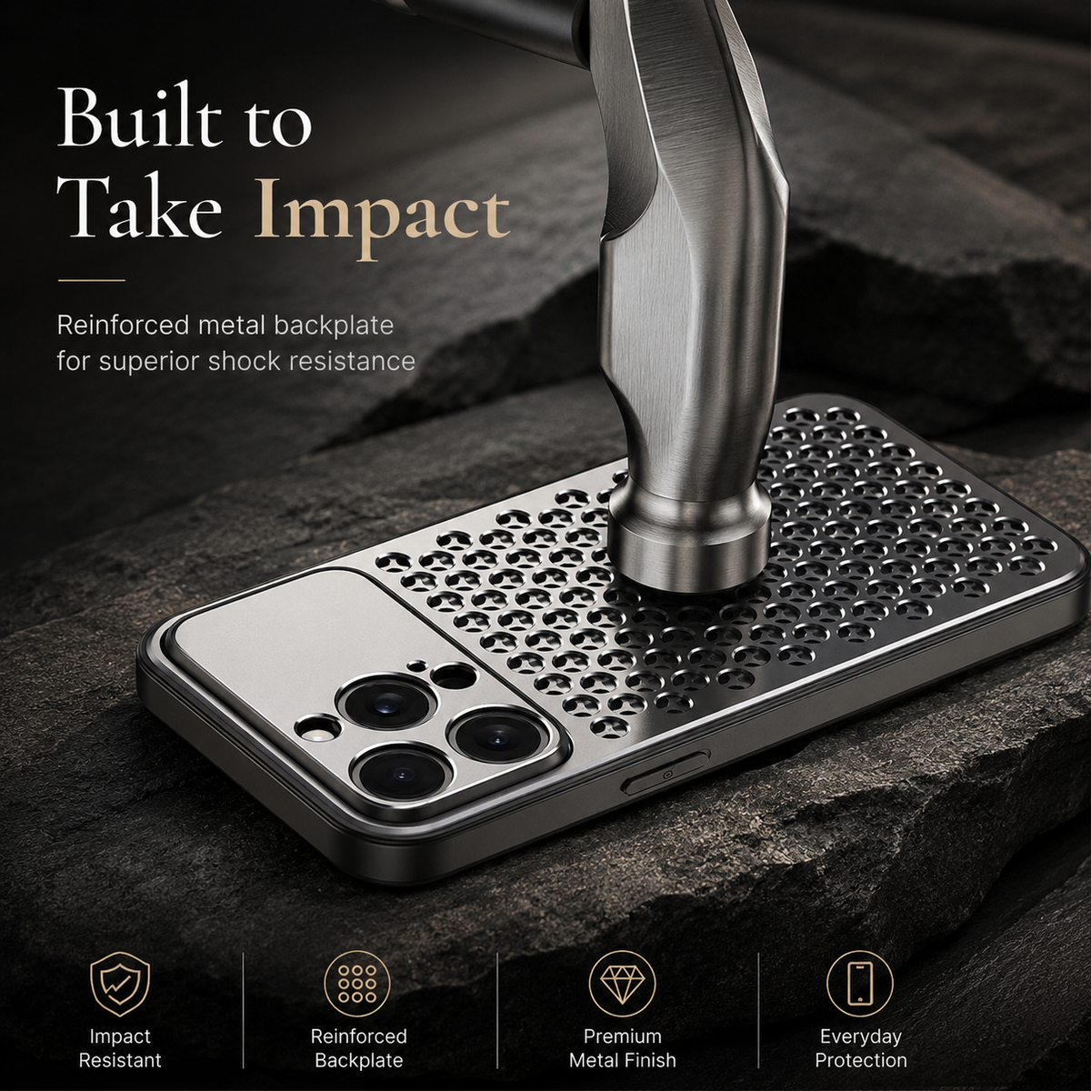 Premium iPhone Case Aluminum Alloy Metal Breathable Back Cover Anti Fingerprint Anti Scratch Dust Resistant Slim Lightweight Protective Case