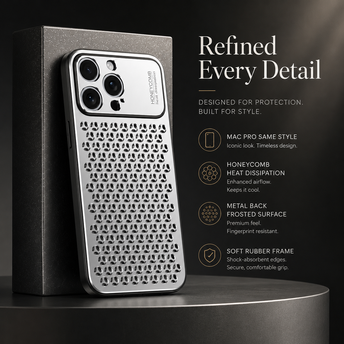 Premium iPhone Case Aluminum Alloy Metal Breathable Back Cover Anti Fingerprint Anti Scratch Dust Resistant Slim Lightweight Protective Case