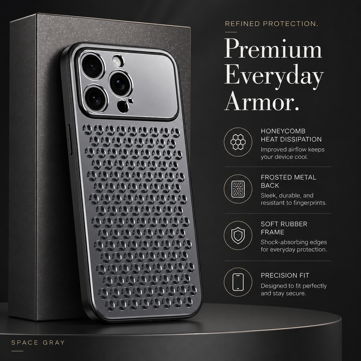 Premium iPhone Case Aluminum Alloy Metal Breathable Back Cover Anti Fingerprint Anti Scratch Dust Resistant Slim Lightweight Protective Case