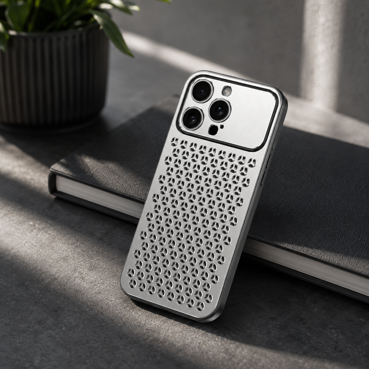 Premium iPhone Case Aluminum Alloy Metal Breathable Back Cover Anti Fingerprint Anti Scratch Dust Resistant Slim Lightweight Protective Case