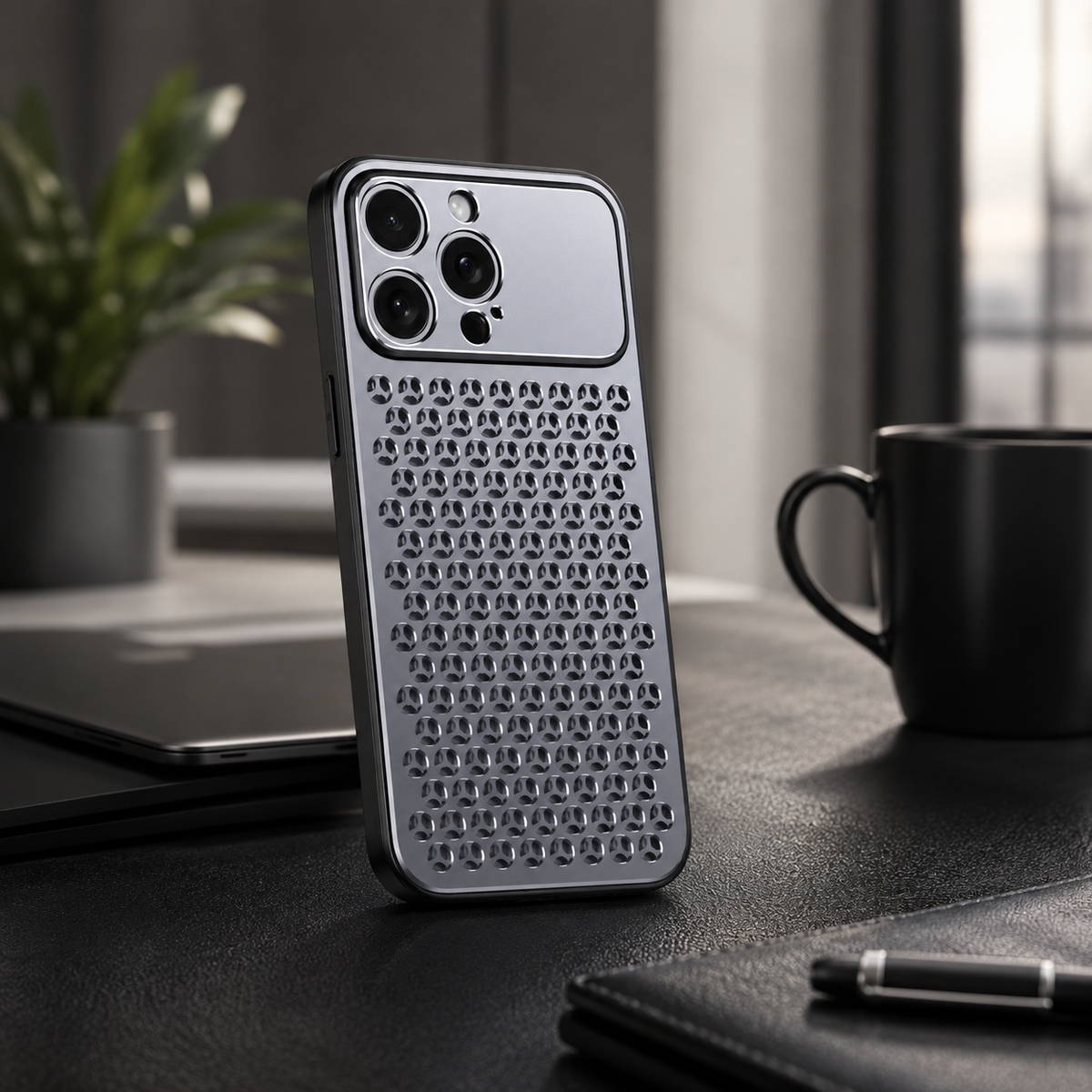 Premium iPhone Case Aluminum Alloy Metal Breathable Back Cover Anti Fingerprint Anti Scratch Dust Resistant Slim Lightweight Protective Case