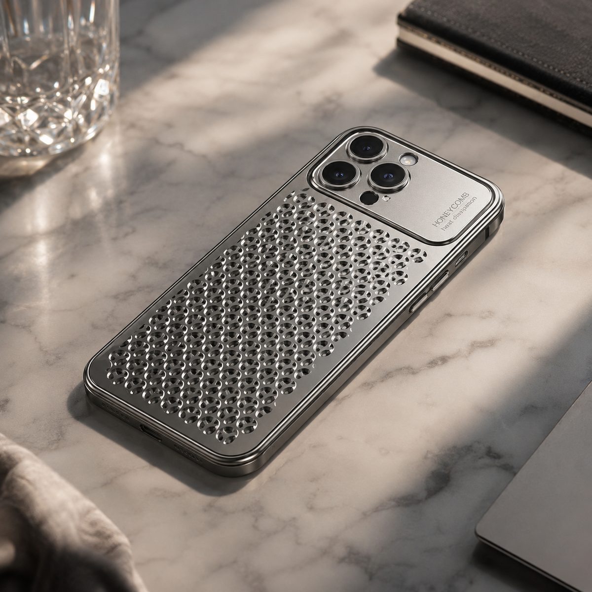 Premium iPhone Case Aluminum Alloy Metal Breathable Back Cover Anti Fingerprint Anti Scratch Dust Resistant Slim Lightweight Protective Case