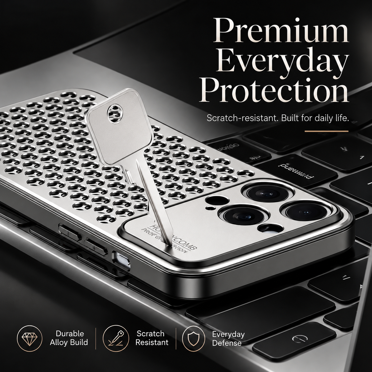 Premium iPhone Case Aluminum Alloy Metal Breathable Back Cover Anti Fingerprint Anti Scratch Dust Resistant Slim Lightweight Protective Case