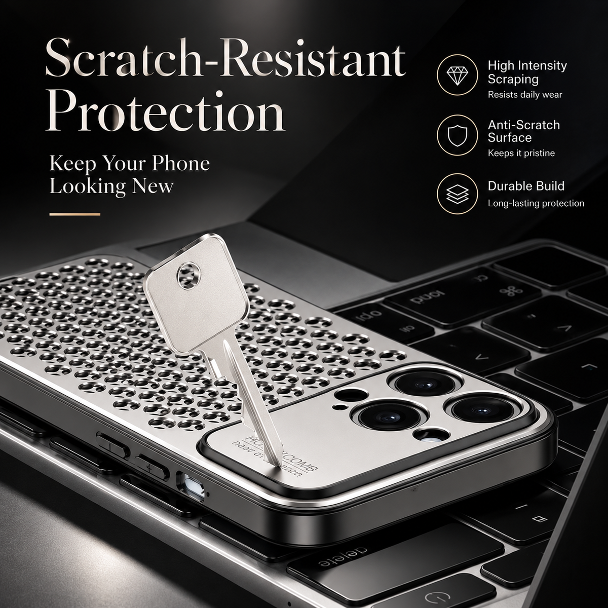 Premium iPhone Case Aluminum Alloy Metal Breathable Back Cover Anti Fingerprint Anti Scratch Dust Resistant Slim Lightweight Protective Case