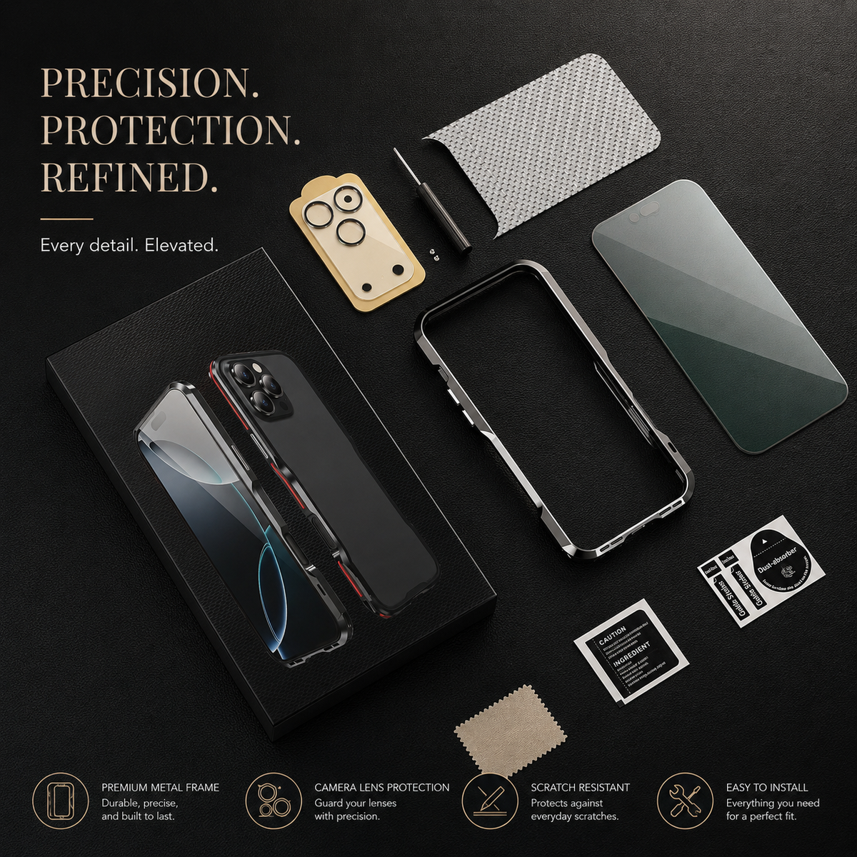 Premium iPhone Case Aluminum Alloy Metal Bumper Shockproof Edge Protection Anti Scratch Anti Fingerprint Non Slip Tough Irregular Cut Slim Protective Frame
