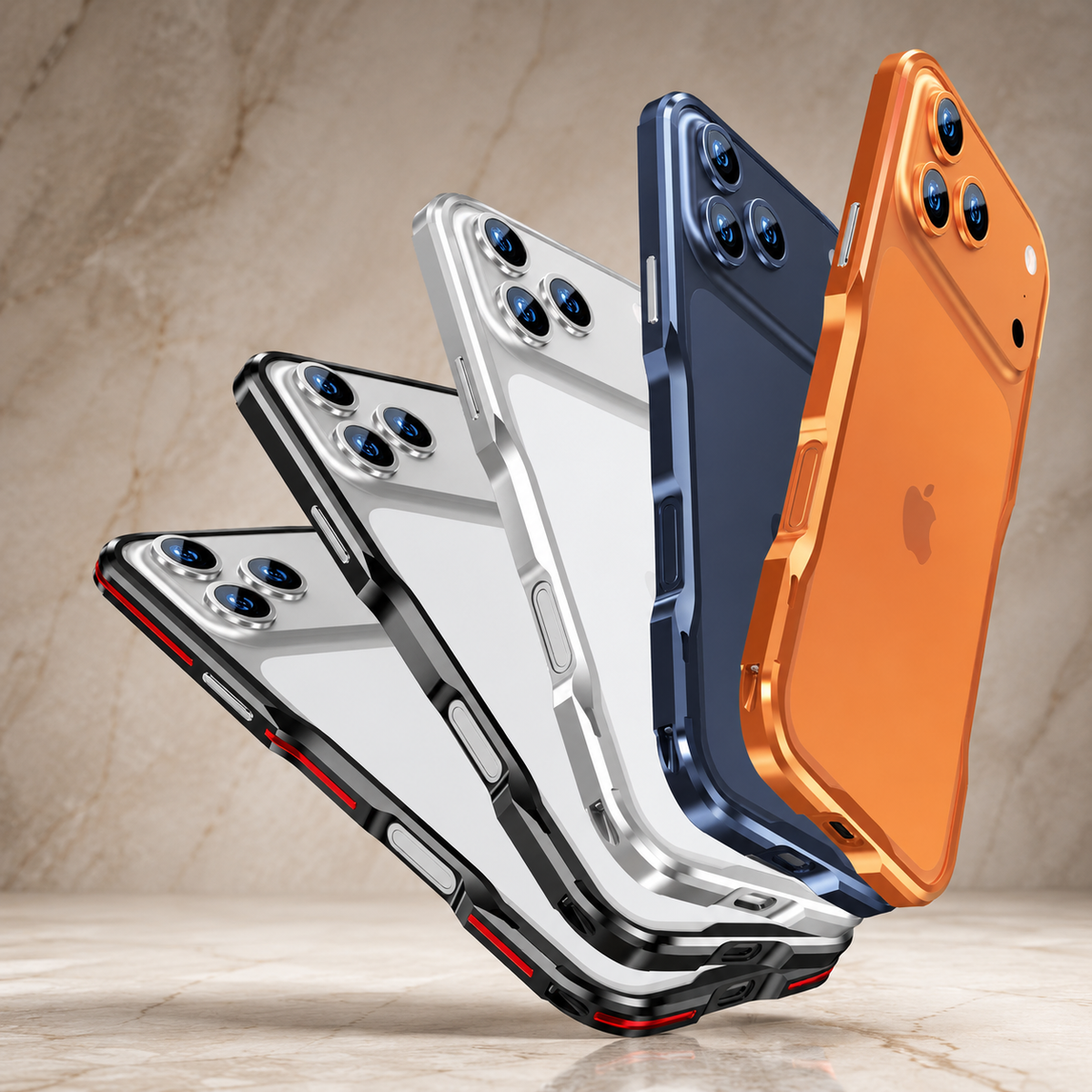 Premium iPhone Case Aluminum Alloy Metal Bumper Shockproof Edge Protection Anti Scratch Anti Fingerprint Non Slip Tough Irregular Cut Slim Protective Frame