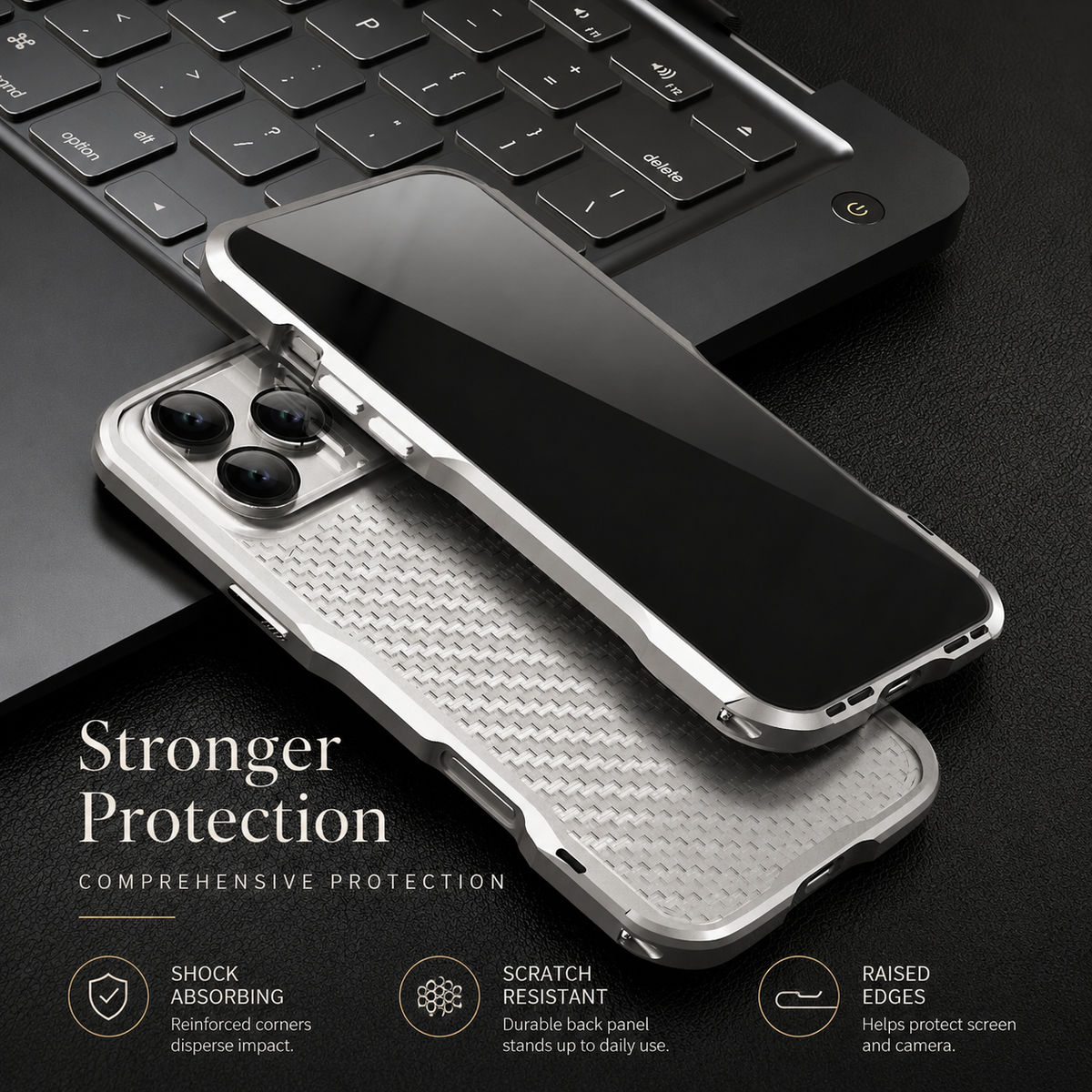 Premium iPhone Case Aluminum Alloy Metal Bumper Shockproof Edge Protection Anti Scratch Anti Fingerprint Non Slip Tough Irregular Cut Slim Protective Frame