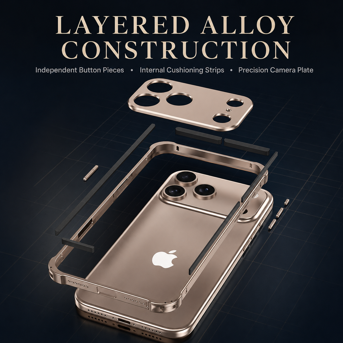 Premium iPhone Case Aluminum Alloy Metal Frame Bumper Camera Lens Protection Shockproof Slim Anti Scratch Reinforced Edge Protective Cover Case Design