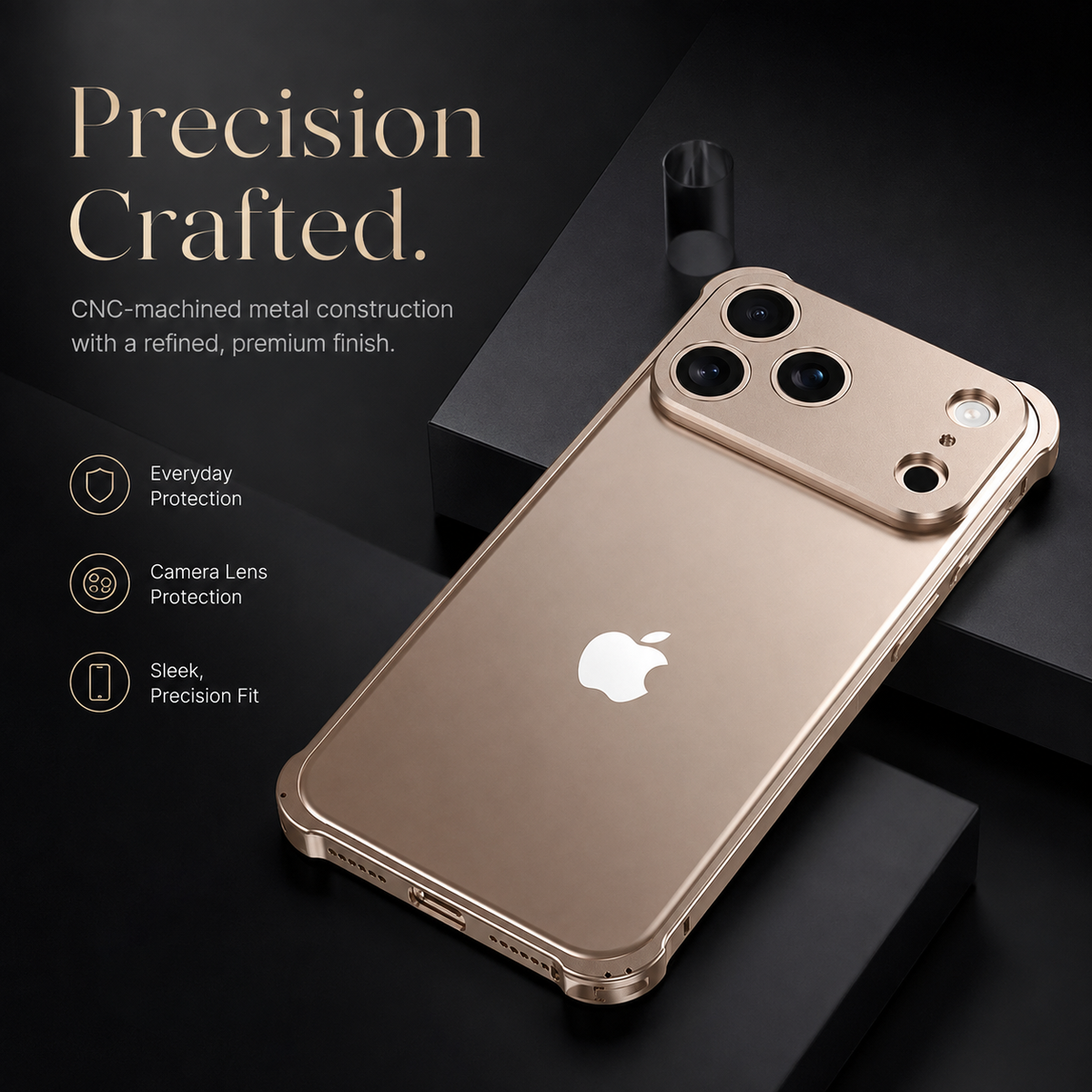 Premium iPhone Case Aluminum Alloy Metal Frame Bumper Camera Lens Protection Shockproof Slim Lightweight Reinforced Edge Protective Cover Original Finish