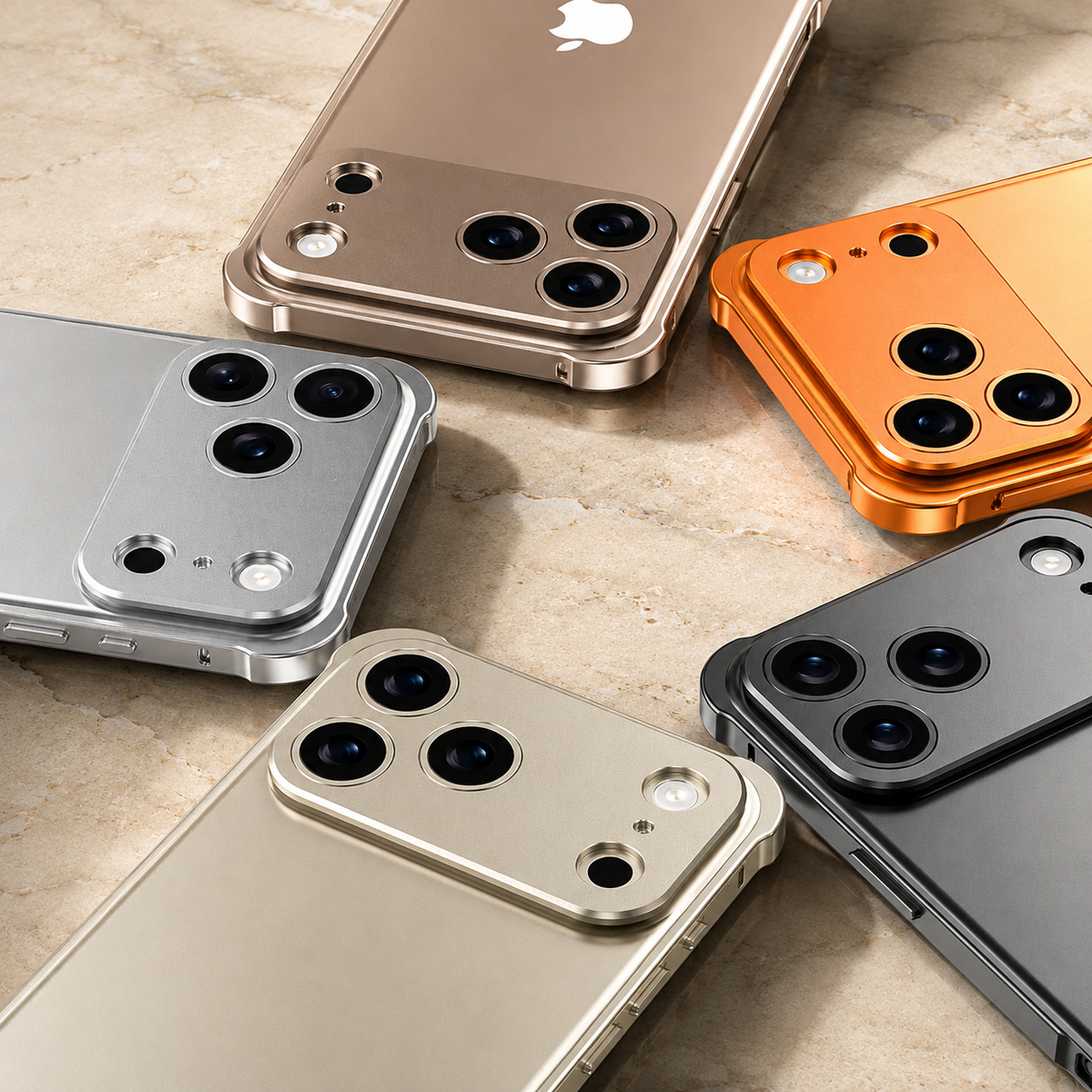 Premium iPhone Case Aluminum Alloy Metal Frame Bumper Camera Lens Protection Shockproof Slim Lightweight Reinforced Edge Protective Cover Original Finish