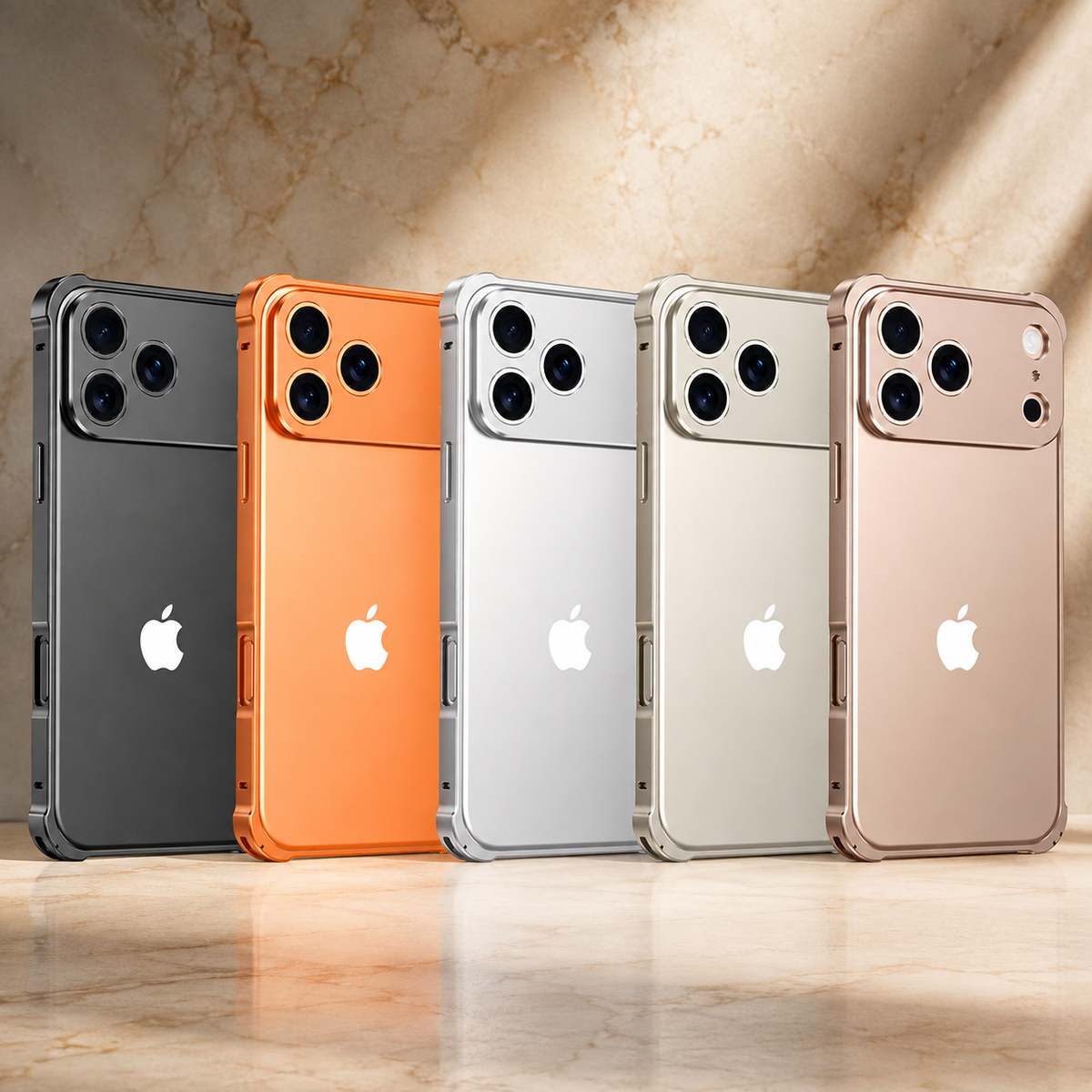 Premium iPhone Case Aluminum Alloy Metal Frame Bumper Camera Lens Protection Shockproof Slim Lightweight Reinforced Edge Protective Cover Original Finish