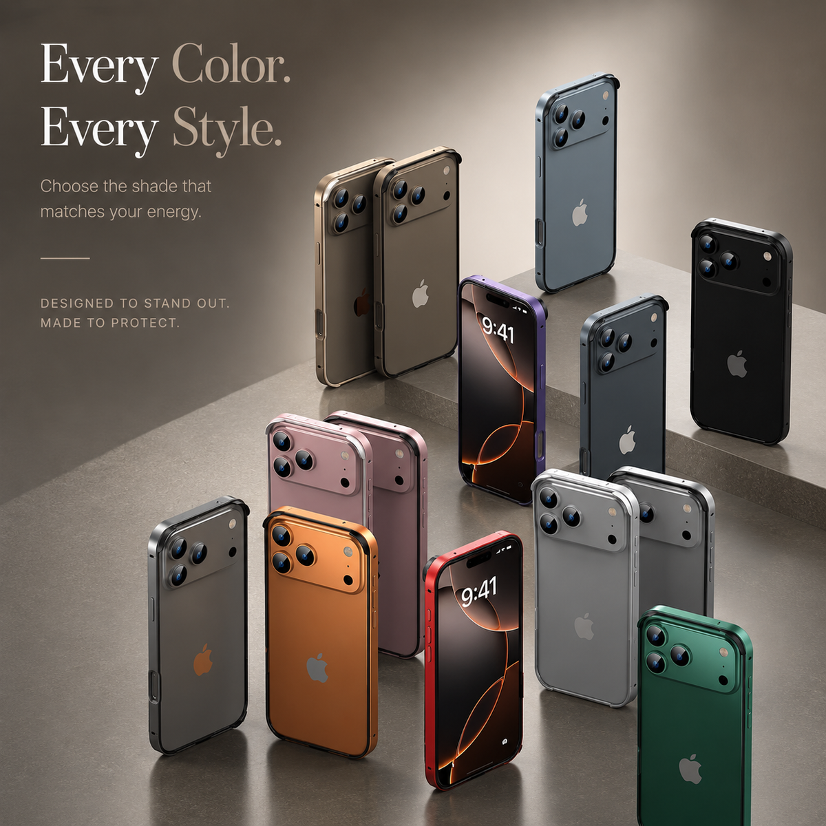 Premium iPhone Case Aluminum Alloy Silicone Hybrid Bumper Heat Dissipation Metal Frame Anti Scratch Anti Fingerprint Slim Protective Cover