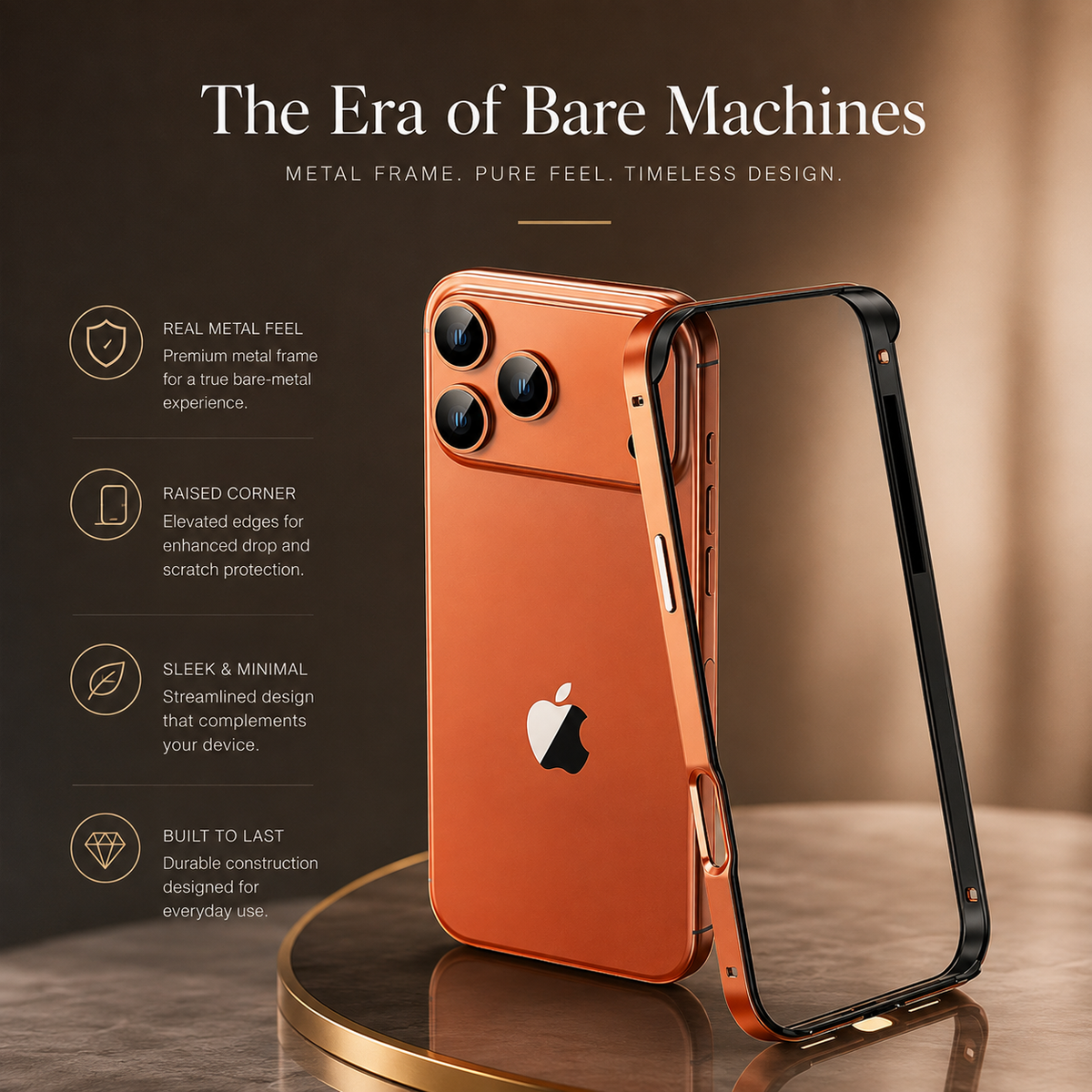 Premium iPhone Case Aluminum Alloy Silicone Hybrid Bumper Heat Dissipation Metal Frame Anti Scratch Anti Fingerprint Slim Protective Cover