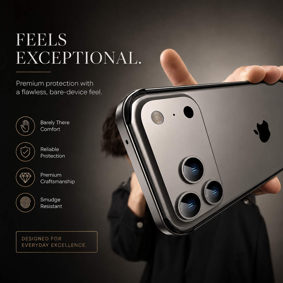 Premium iPhone Case Aluminum Alloy Silicone Hybrid Bumper Heat Dissipation Metal Frame Anti Scratch Anti Fingerprint Slim Protective Cover